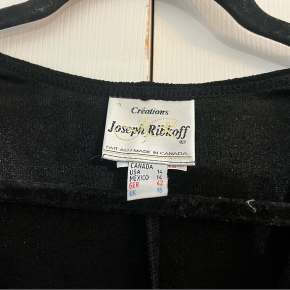 Vintage Joseph Ribkoff 70s 80s Faux Wrap Black Dress Knee Length Dress 14 - Picture 6 of 7